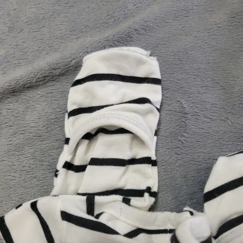 Angel Dear Knotted Gown Baby Boy Girl 0-3 Months Black White Stripe Bamboo Blend